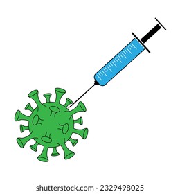 Jeringa médica con vacuna. Concepto de vacunación contra el coronavirus Covid-19