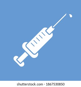 Medical syringe with vaccine icon flat vector