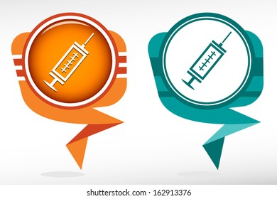 Medical syringe with vaccine - pointer set
