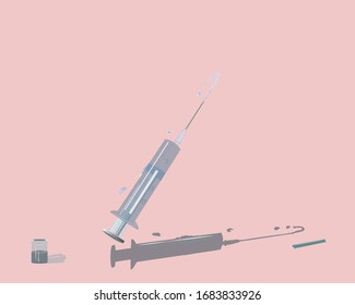 Medizinische Vektorillustration der Spritze auf buntem Hintergrund.