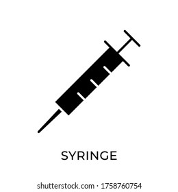 Medical Syringe vector icon flat design isolated on white background.