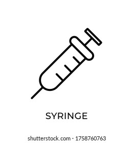 Medical Syringe vector icon flat design isolated on white background.