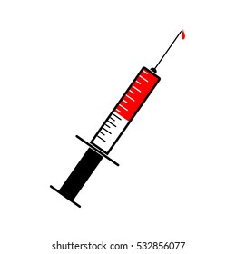 Medical syringe vector. Syringe isolated on white background. 