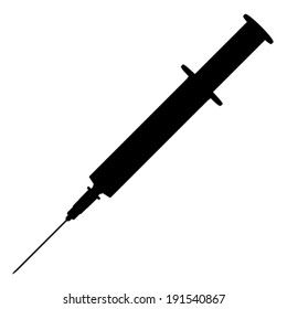 Medical syringe, vector silhouette