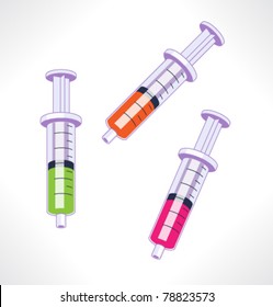 Medical syringes with various medications