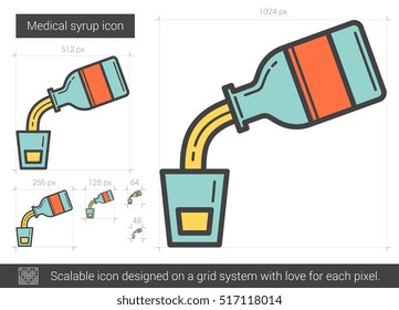 Medical syrup vector line icon isolated on white background. Medical syrup line icon for infographic, website or app. Scalable icon designed on a grid system.