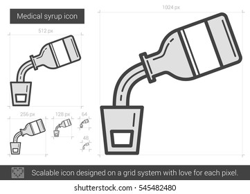 Medical syrup vector line icon isolated on white background. Medical syrup line icon for infographic, website or app. Scalable icon designed on a grid system.