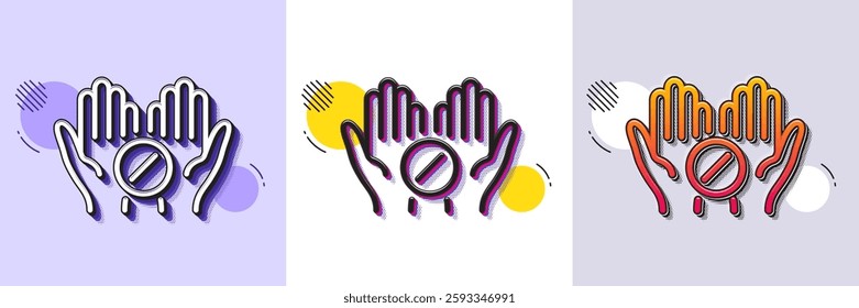 Medical tablet line icon. Halftone dotted pattern. Gradient icon with grain shadow. Medicine drugs sign. Pharmacy medication symbol. Line medical tablet icon. Various designs. Vector