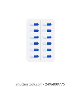 Ilustración vectorial de la tableta médica en el fondo aislado blanco. Píldoras médicas. medicamentos, cápsulas de medicamentos y vitaminas, tabletas de farmacia de atención médica, recetadas por el médico. 