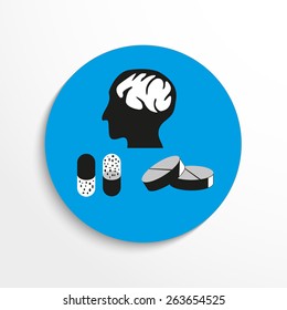 Medical tablets flat icon illustration background