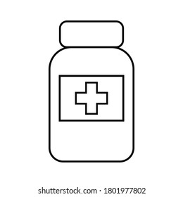 Medical tablets, pills bottle, simple flat illustration