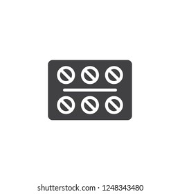 Medical Tablets vector icon. filled flat sign for mobile concept and web design. Blister of medication pills simple solid icon. Symbol, logo illustration. Pixel perfect vector graphics
