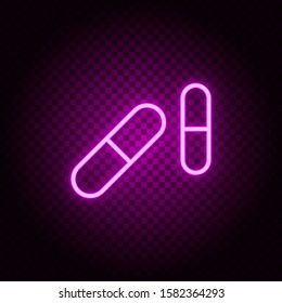 Medical, tablets vector icon. Retro style neon vector icon. Vector icon on transparency background
