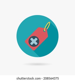 Medical tag flat icon with long shadow