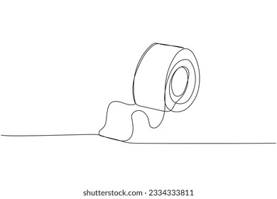 Medical Tape in roll, Fabric Tape, First Aid Medical, Surgical Cloth Tape, medical supplies, equipment one line art. Continuous line drawing of medication, healthcare, clinical, disposable,