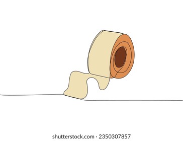 Medical Tape in roll, Fabric Tape, First Aid Medical, Surgical Cloth Tape, medical supplies, equipment one line color art. Continuous line drawing of medication, healthcare, clinical, disposable,