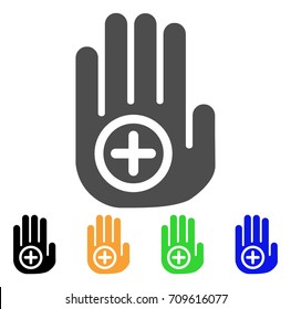 Medical Target Palm vector icon. Style is a flat graphic symbol in gray, black, yellow, blue, green color versions. Designed for web and mobile apps.