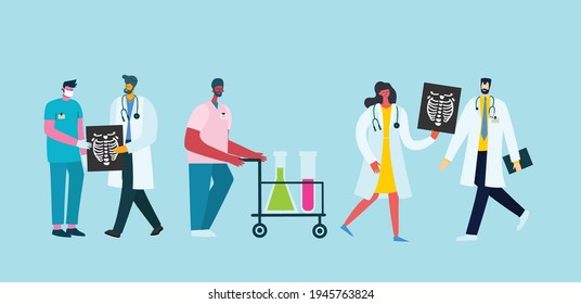 Medical team concept in flat design people character in the flat style