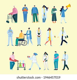 Concepto de equipo médico en diseño plano personajes de personas en estilo plano