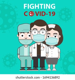 Medical team and fighting covid-19. Vector illustration