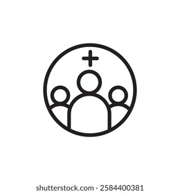Medical team icon black and white vector outline sign