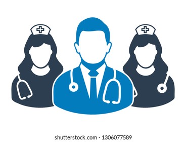 Medical Team Icon. With Doctor and Nurse symbols. Flat style vector EPS.
