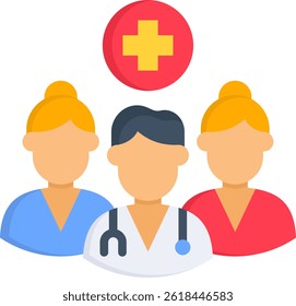 Medical Team Icon Flat Vector Illustration