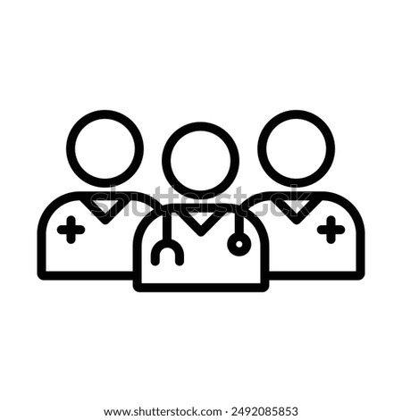 Medical team icon linear logo mark in black and white
