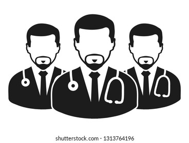 Medical Team Icon with  male doctor symbols. Flat style vector EPS.