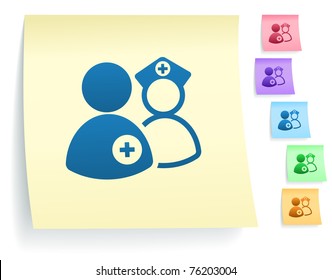 Medical Team Icon on Post It Note Paper Collection Original Illustration