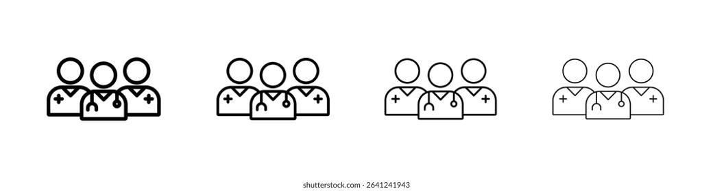 Medical team icon Outline sign symbol set