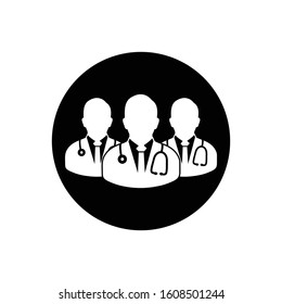 Medical Team Icon. Rounded Button style vector EPS.