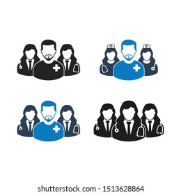 Medical Team Icon Set. Flat style vector EPS.