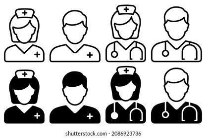 Medical Team Icon. Simple linear icon for a group of doctors. Vector illustration. Eps 10.