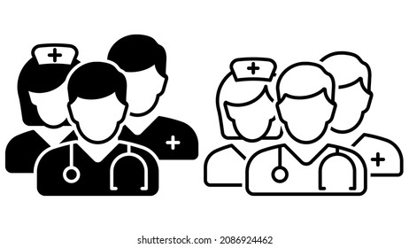 Medical Team Icon. Simple linear icon for a group of doctors. Vector illustration. Eps 10.