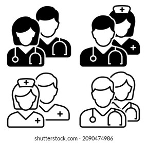 Medical Team Icon. Simple linear icon for a group of doctors. Vector illustration. Eps 10.