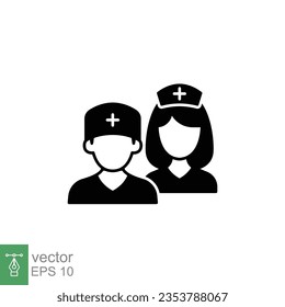 Medical team icon. Simple solid style. Nurse, male, female, man, woman, medic, doctor, health, medicine, hospital concept. Black silhouette, glyph symbol. Vector isolated on white background. EPS.