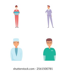 Medical team icons set cartoon vector. Team of various medical specialist. Healthcare concept