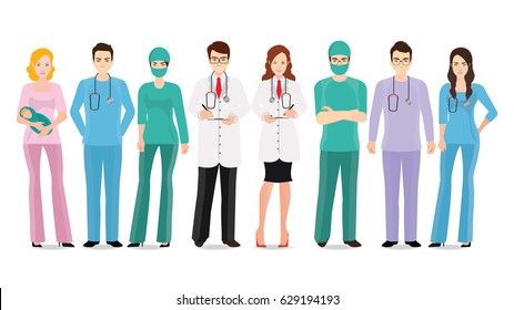 Medical Team Isolated On White Set Stock Vector (Royalty Free ...