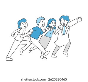 Medical team running together illustration vector
