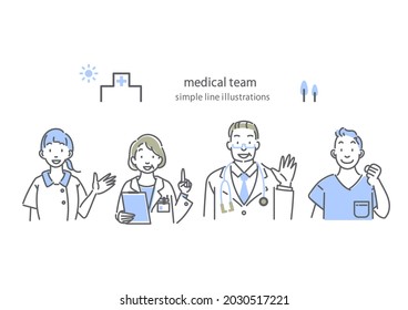 medical team, simple line art