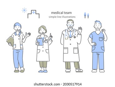 medical team, simple line art