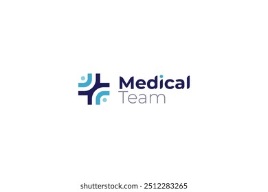 Equipo médico que trabaja el logotipo moderno de la atención sanitaria