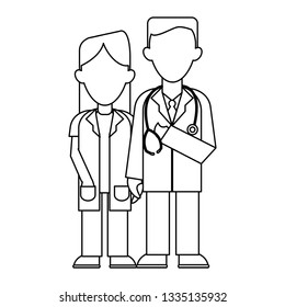 Medical teamwork avatar black and white
