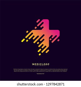 Medical Tech Logo Design Concept Vector. Colorful Fast Digital Healthcare Logo Design Template