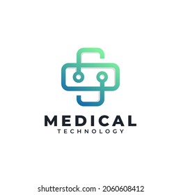 Medical Tech Logo Design Template Element.