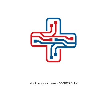 Medical Tech Logo Template Design Vector, Emblem, Design Concept, Creative Symbol, Icon