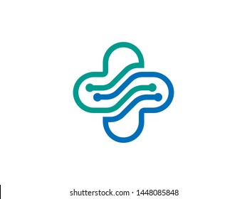 Medical Tech Logo Template Design Vector, Emblem, Design Concept, Creative Symbol, Icon