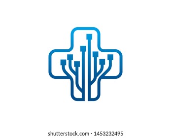 Medical Tech Logo Template Design Vector. Icon. Symbol. Emblem.