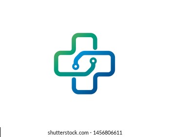 Medical Tech Logo Template Design Vector. Icon. Symbol. Emblem.